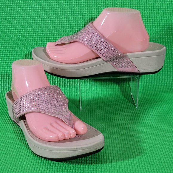 Vionic Naples Pink Rhinestone Wedge Sandals - Women's 11 - Picture 1 of 8